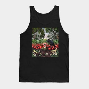 watercolor crow tending garden with mushroom Tank Top